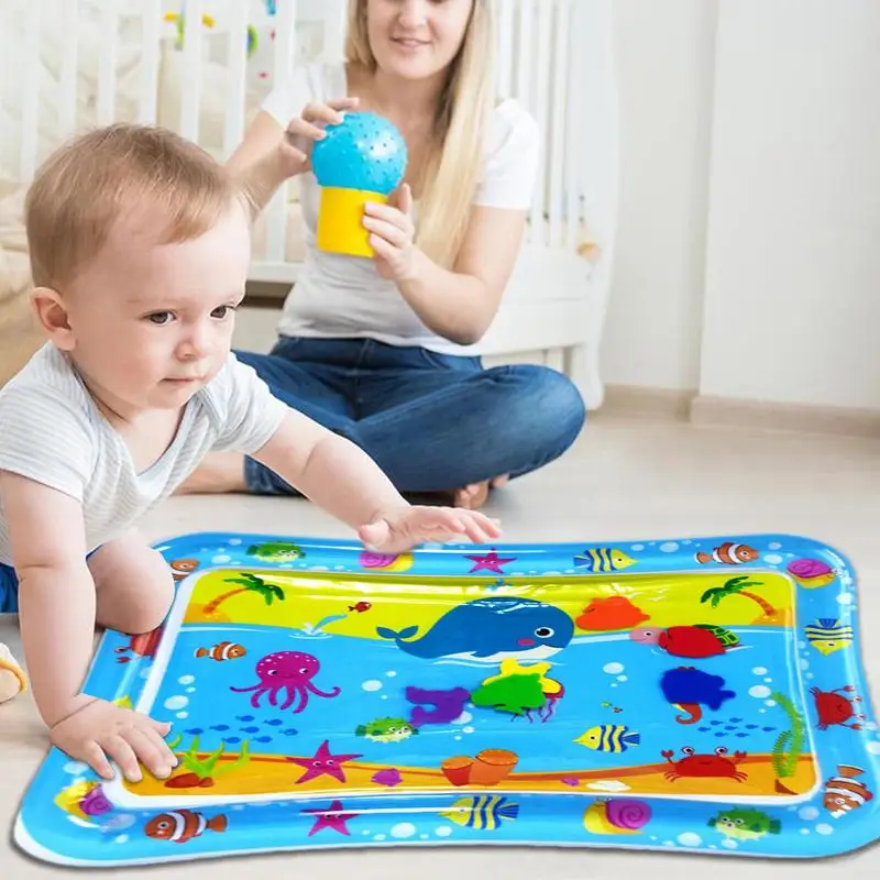 Inflatable Water Mat For Babies Interactive Cat Toy Water Pad Sensory Toys 50 X 70cm Activity Center Mat With Ocean Theme