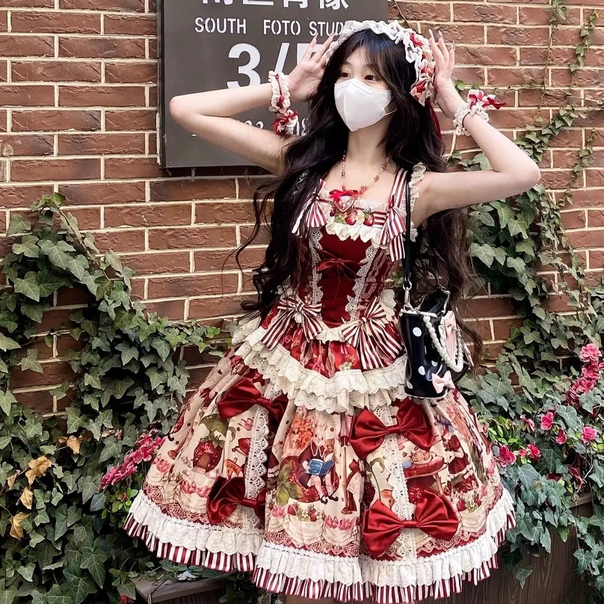 

Coalfell Клубничный сад Лолита оригинальное милое платье с вышивкой и принтом JSK Лолита Ло милое платье в стиле вестерн осень