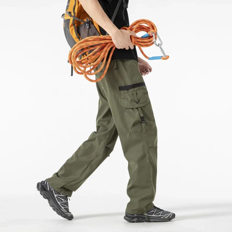 Pantalons de travail américains pour hommes, nouvelle marque tendance, pantalons de parachutiste amples à jambes droites, pantalons longs décontractés à jambes larges, été 2025