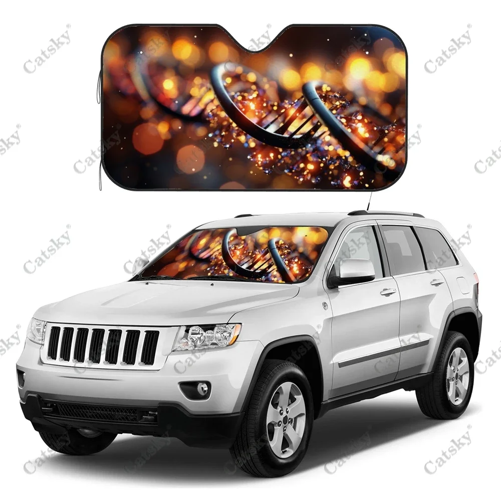 

Abstract 3D DNA Helix Car Windshield Sunshade, Front Auto Car Windshield Sun Shade Blocks Uv Rays Sun Visor Protector