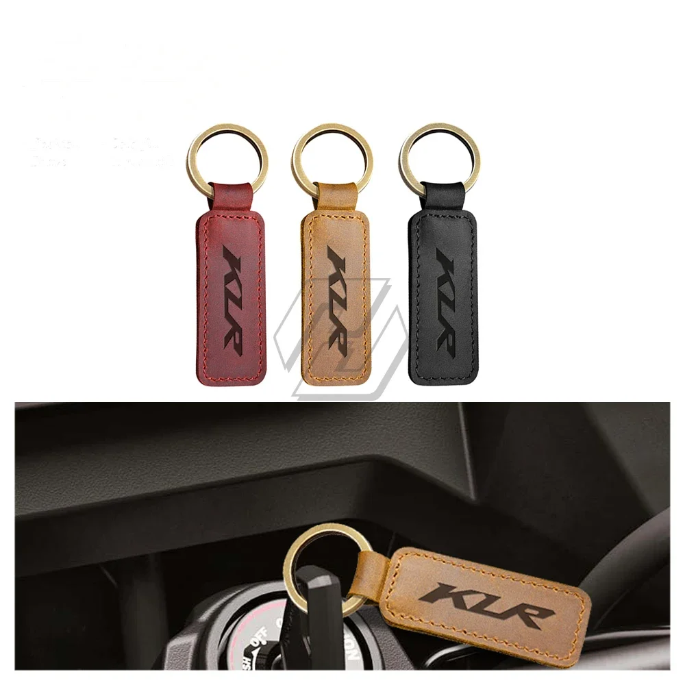 For Kawasaki KLR KLR650 Motorbike Motorcycle Keychain Cowhide Key Ring