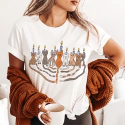 2024 Funny Hanukkah Shirt Cat Menorah Hanukkah Shirt Hannukah Sweater Hannukah Sweatshirt Chanukah Sweater Jewish Hanukkah Gift