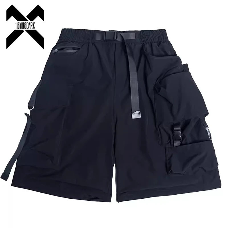 2024 Summer Tactical Shorts Multi Pocket Cargo Short Pant Functional Loose Streetwear Elastic Waist Shorts Black