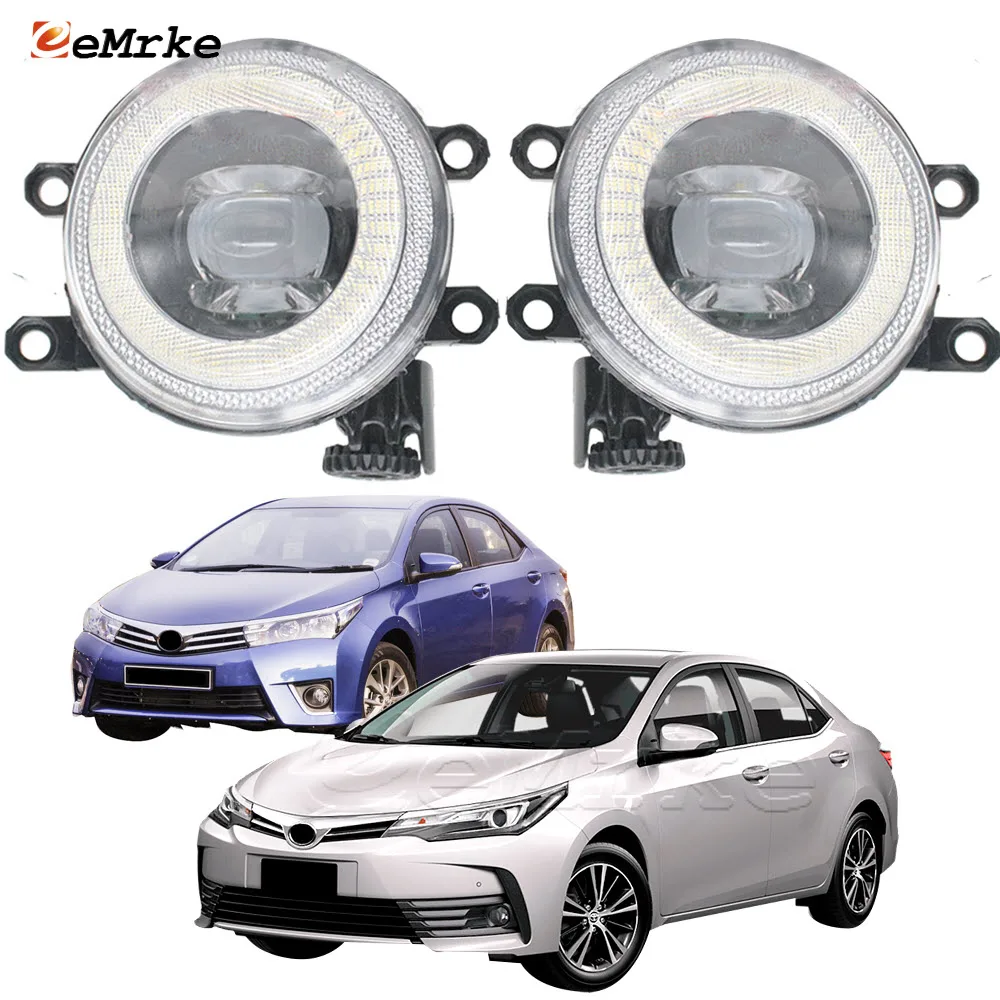 

Fog Light Assembly for Toyota Corolla Sedan, Corolla Altis 2014-2018 LED DRL Ring Angel Eye Halo Car Driving Lamp with Lens