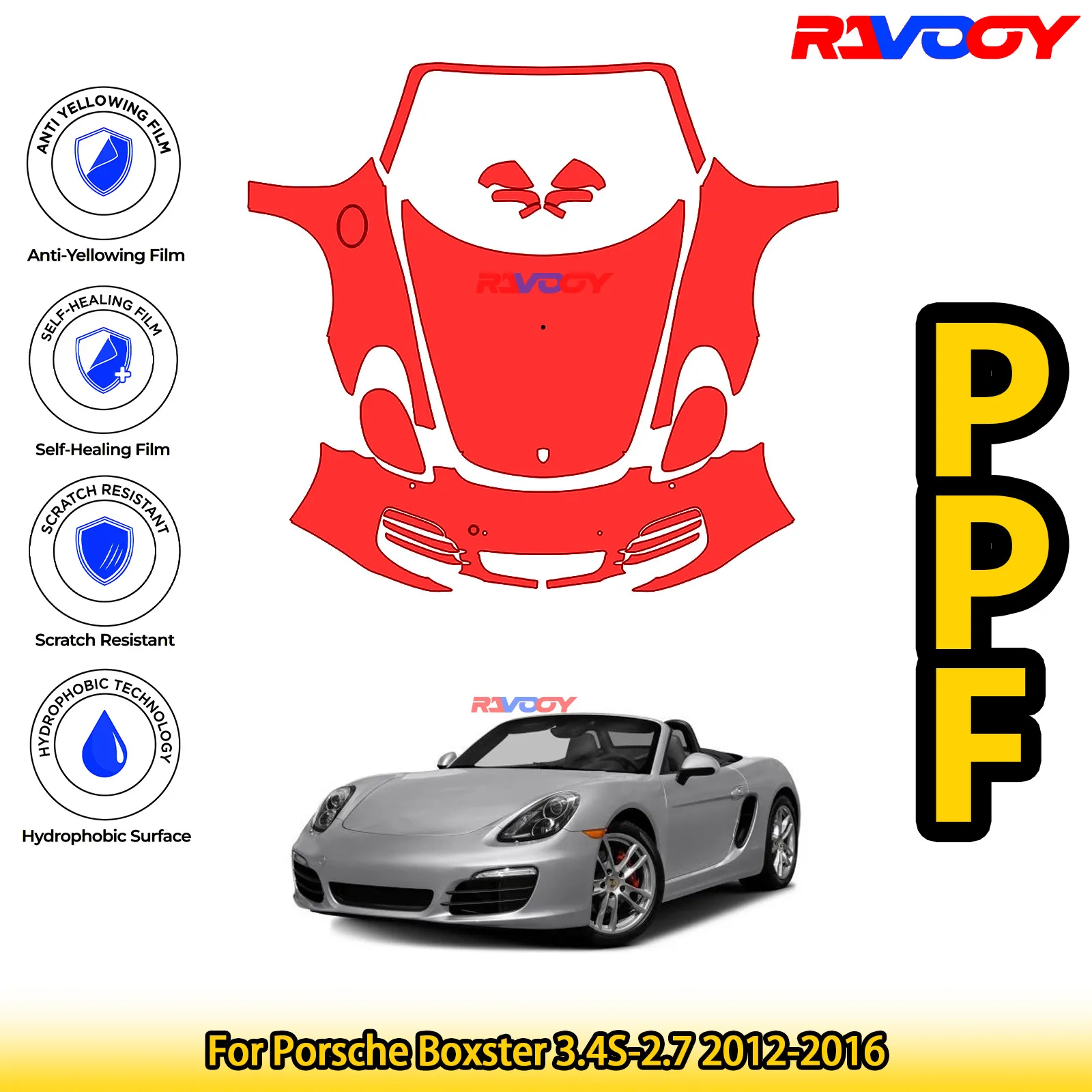 

Для Porsche Boxster 3.4S-2.7 2012-2016 глянцевая матовая черная предварительно вырезанная передняя защитная пленка PPF Kit