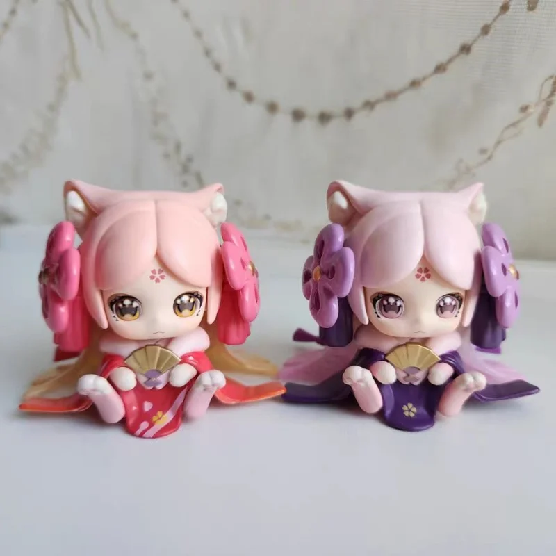 Original Moni Cute Cat Kitten Office Blind Box Table Display A Surprise Toy Gift For The Girl'S Birthday Present Cute Kawai Toys