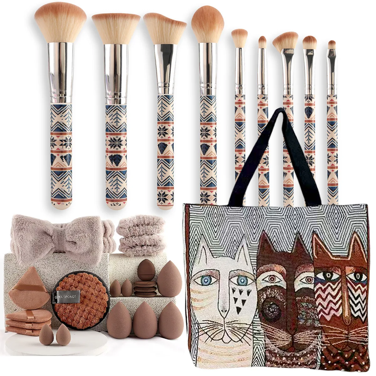 

Travel Essential 30PC Makeup Tools - Brushes, Sponges , Storage Bag