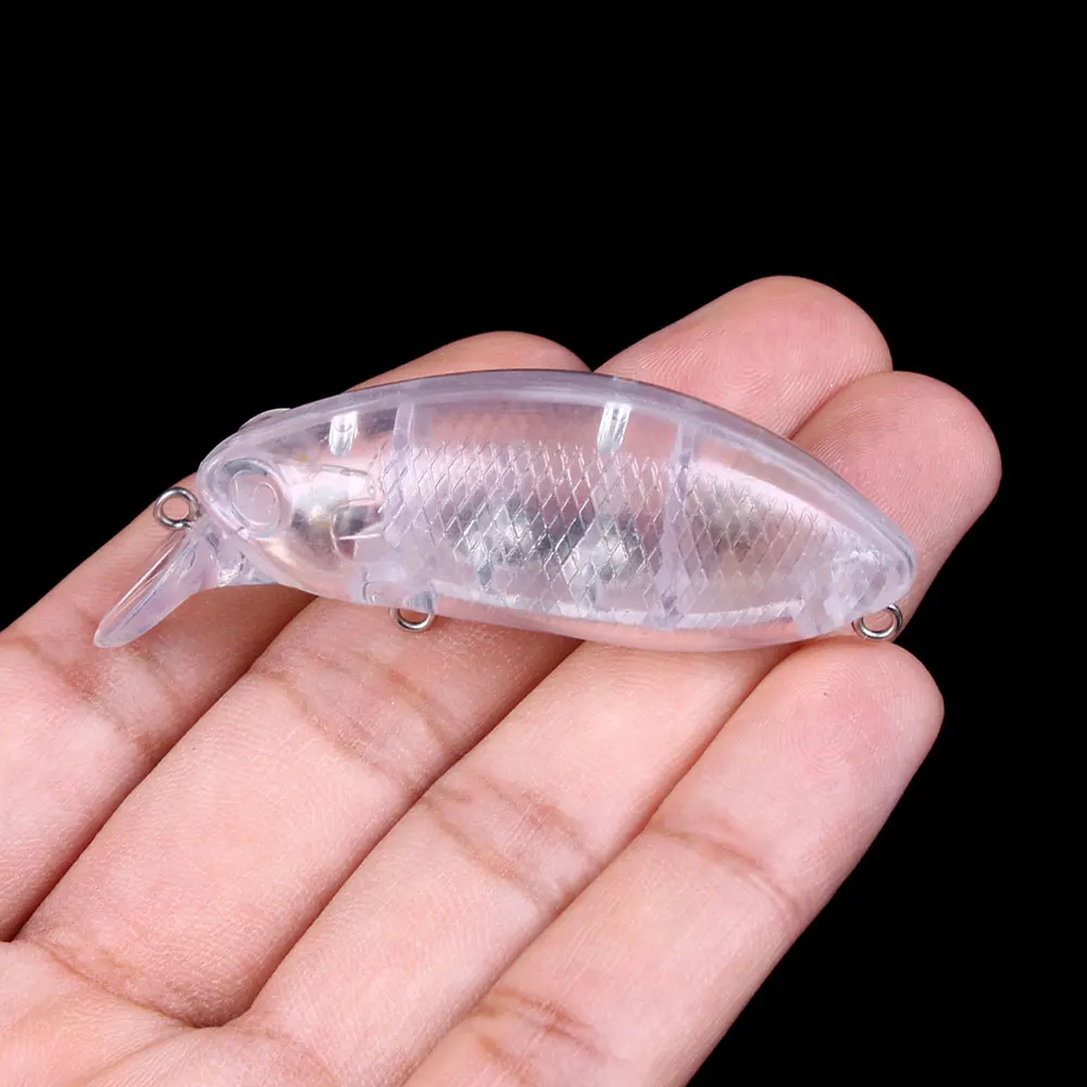10pcs Unpainted Crankbait Blanks 6cm 8.3g Rock Lures DIY Custom Fishing Baits ABS Transparent Hard Body Fishing Tackle