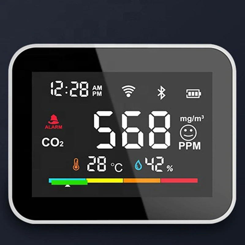 Детектор диоксида CO2 Tuya, Wi-Fi, монитор CO2, измеритель, датчик CO2, домашний сельскохозяйственный тепличный датчик воздуха и влажности, монитор