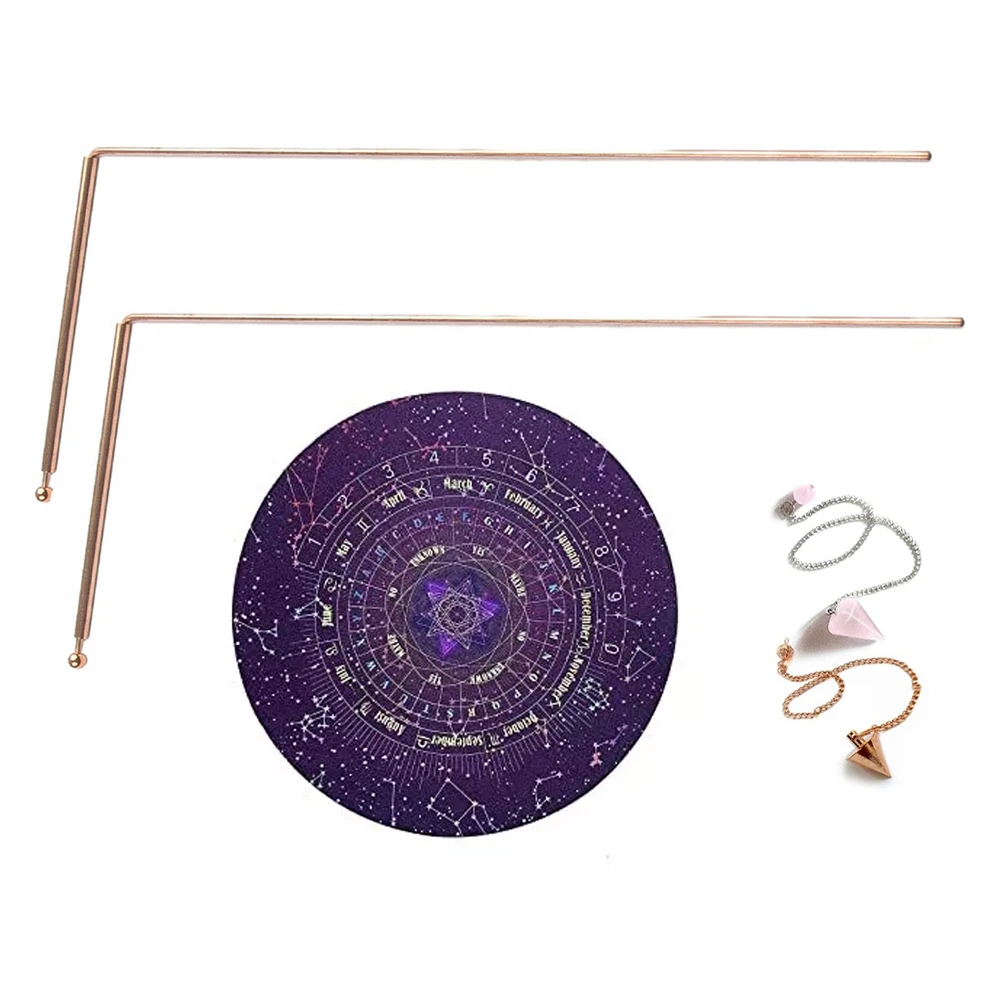 99.9% Copper Dowsing Rods Brass Metal Detector Probe For Water Treasure Mineral Vein Finding Tools With Pendulum And Storage Bag