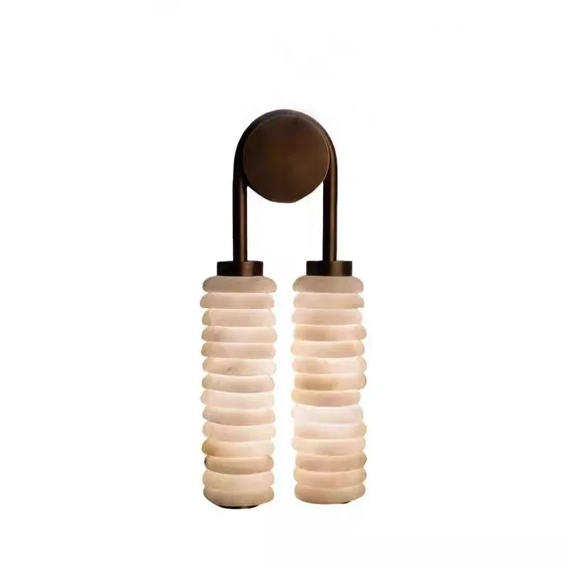 Natural Marble Wall Light Emitting Diode Dimmable Stainless Steel Hotel Life U-shaped Light