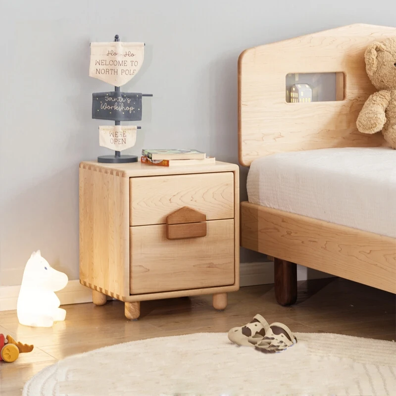 Children'S Room Solid Wood Furniture North American Maple Children Bedside Table Toy Storage Cabinet For Kids Formaldehyde-Free