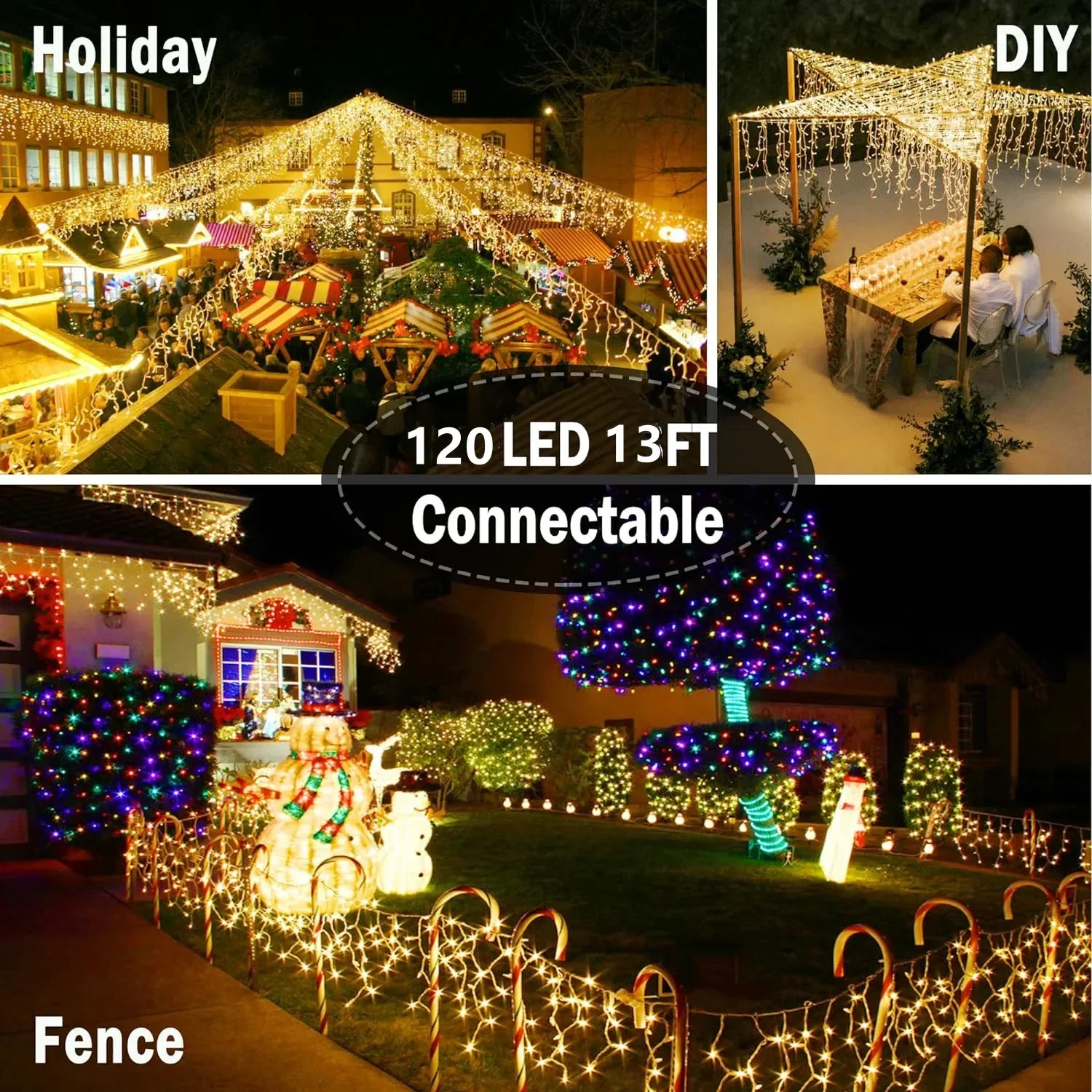 Decorações de Natal 2025 Street Garland On The House Outdoor Festoon Led Icicle Curtain Lights 4M (W) * 0.6M (H) White Flash Fairy String Light Clear Wire 2024 Para Casamento / Casa / Casa / Valentim / Natal / Beirais