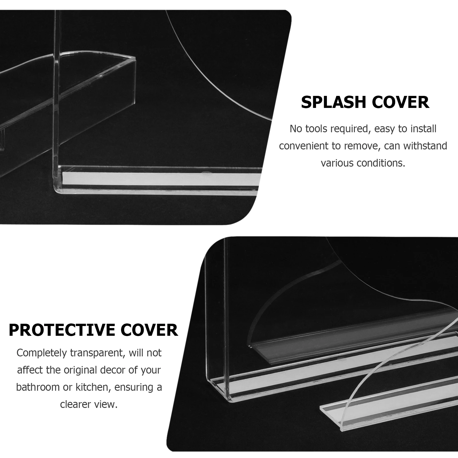 

2pcs Splash Guard Set Acrylic Shower Bathtub Corner Kitchen Sink Protection Easy Installation Transparent Durability Bath
