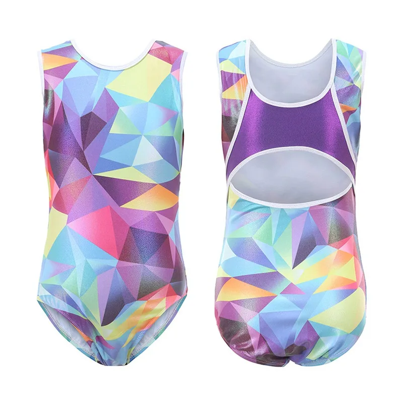 Toddler Girls Ballet Leotards Kids Children Sparkle Patchwork Sleeveless Athletic Gymnastics Costumes Bodysuits Dance Wear 5-14T