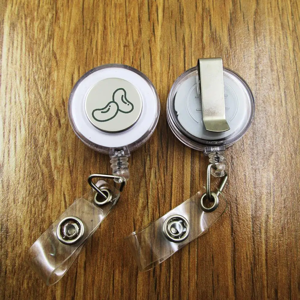 3pcs/lot Kidney Beans Stainless Steel Charm Retractable Recoil Id Badge Bolder Credential Pass Nurse Accessories Occupation Gift