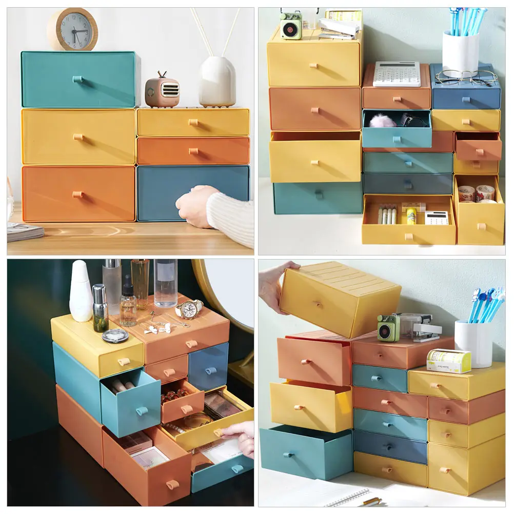 

Plastic Desktop Storage Box Drawer ganizer Compact Size Strong Capacity Stackable Practical Use Small Items Storage