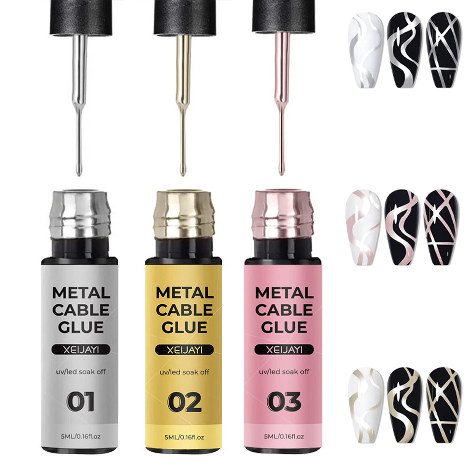 Metallischer Spiegel-Nagellack, Chrom-Gel-Liner für Nagelkunst mit dünnem Pinsel in der Flasche, 3D-Spiegel für Salon, Zuhause, DIY, French Manicure