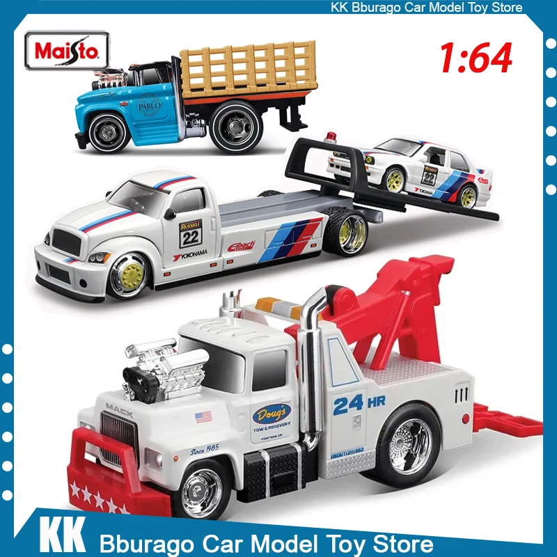 Maisto 1:64 Work Rigs Truck Series Muscle Machines Chevrolet Ford Box Truck Fuel Truck Alloy Luxury Vehicle Toys Model Kids Gift