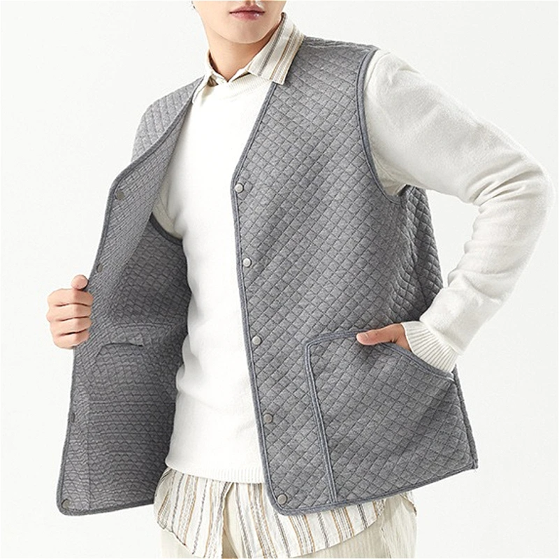 Vests Men Short Coats V Neck Jackets Sleeveless Vest Thick Warm Y2k Streetwear Casual Loose Jacket Work Coat Autumn Winter 2026
