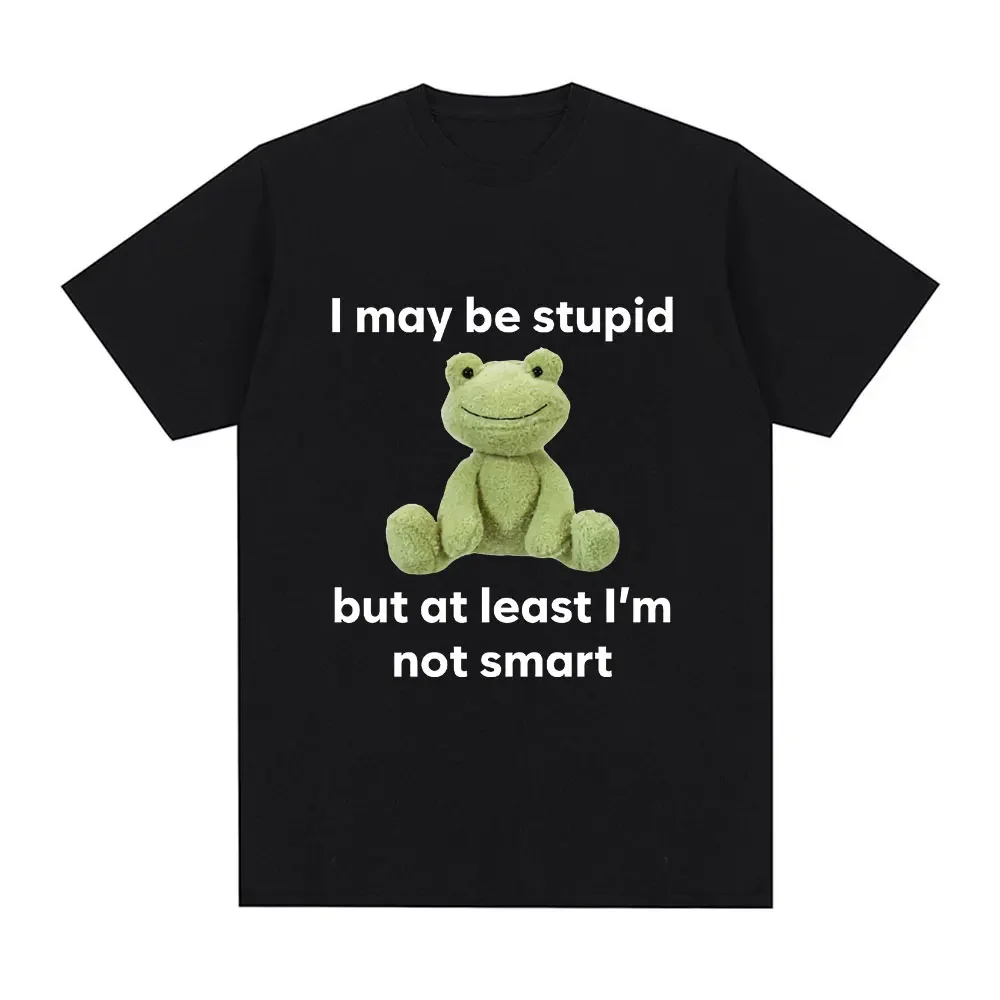 I may be stupid, but at least I'm not smart. Frog Memory T-shirt Women's casual short sleeved T-shirt Harajuku Gothic T-shirt