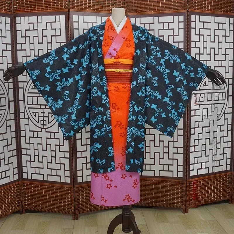 Anime japonés Ubuyashiki Amane Kimono Cosplay disfraz peluca Ubuyashiki Kagaya Cosplay Halloween convención mujer traje de escenario