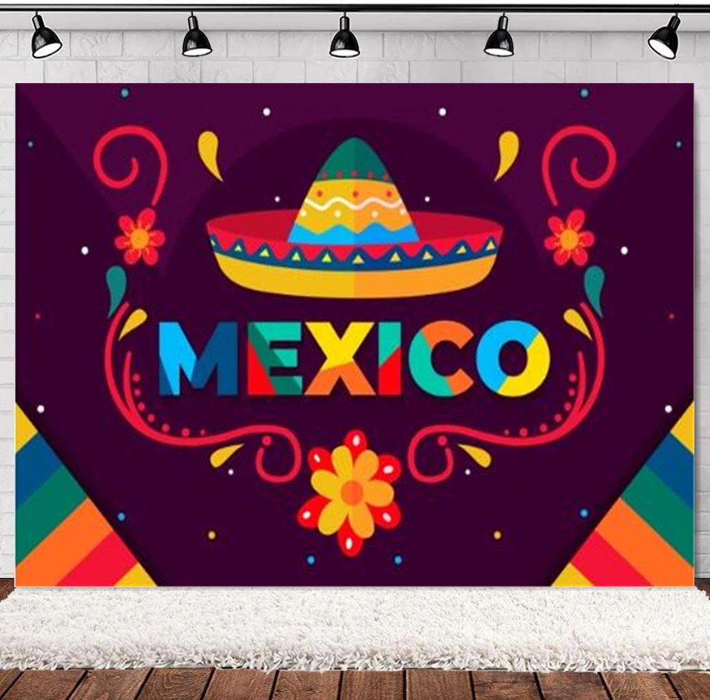 Photography Backdrop Mexican Carnival Day Dead For Hats Party Flowers Flowers Photo Background Death Patterns Photo studio