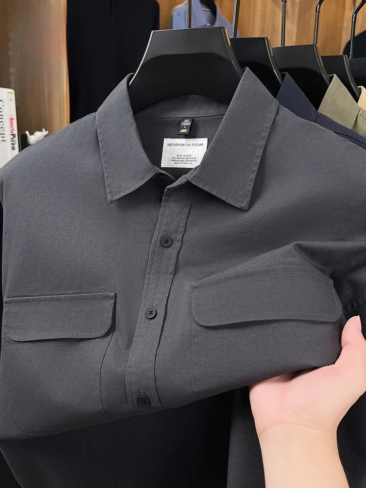 

Rn Men's Loose Fit Pure Cotton Casual irt Busin Casual New Sle Color Workwear irt Trendy Spring Autumn