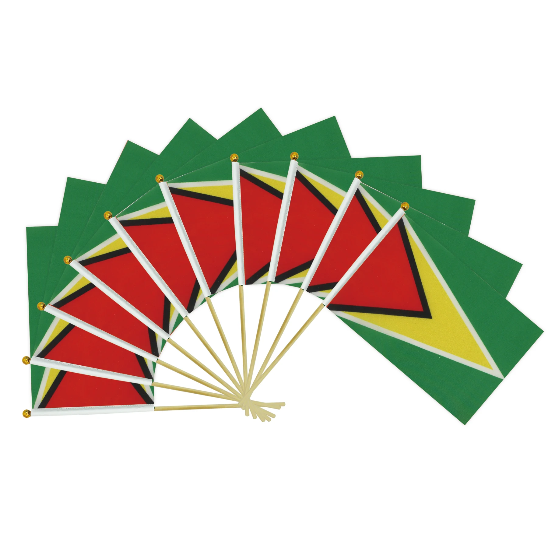 Guyana 14x21CM Hand Flags National Flags For Indoor and Outdoor Decorations(10pcs/1set)