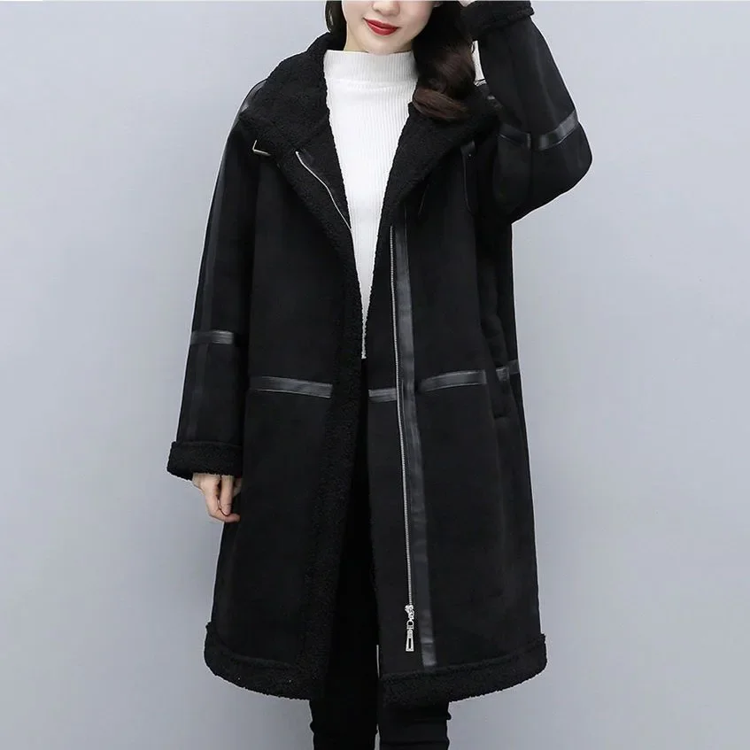 Manteau en fourrure de haute qualité pour femme, laine d'agneau, chaud, peluche, cachemire, streetwear décontracté, hiver, 5XL, R230, 2024