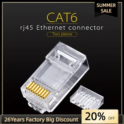 50pcs/Lot Cat6 RJ45 Connector Ethernet Cable Plug UTP 8P8C Network Modular with Wire-load guide UTP Connector Patch cable Adpter