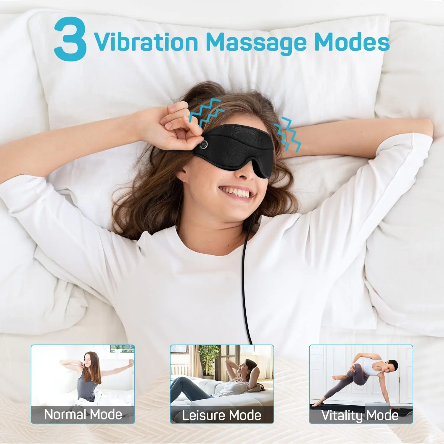 

3 in 1 Heated Massage Hot Compress Eye Massager for Sleep Dry Eyes Tired Eyes 3 Vibration ModeTimer Control