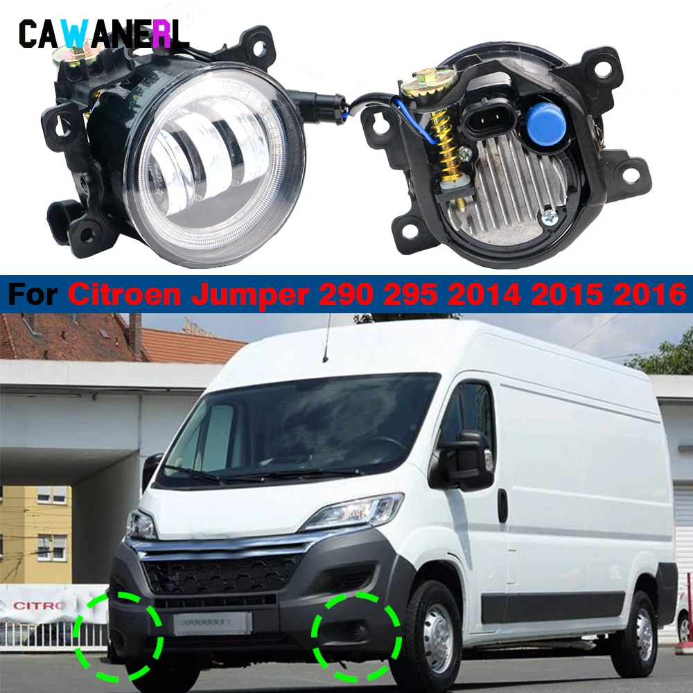 2 X 30W 6000LM Angel Eye LED Fog Light Daylight For Citroen Jumper 290 295 2014 2015 2016 H11 Car Front Bumper Fog Lamp DRL