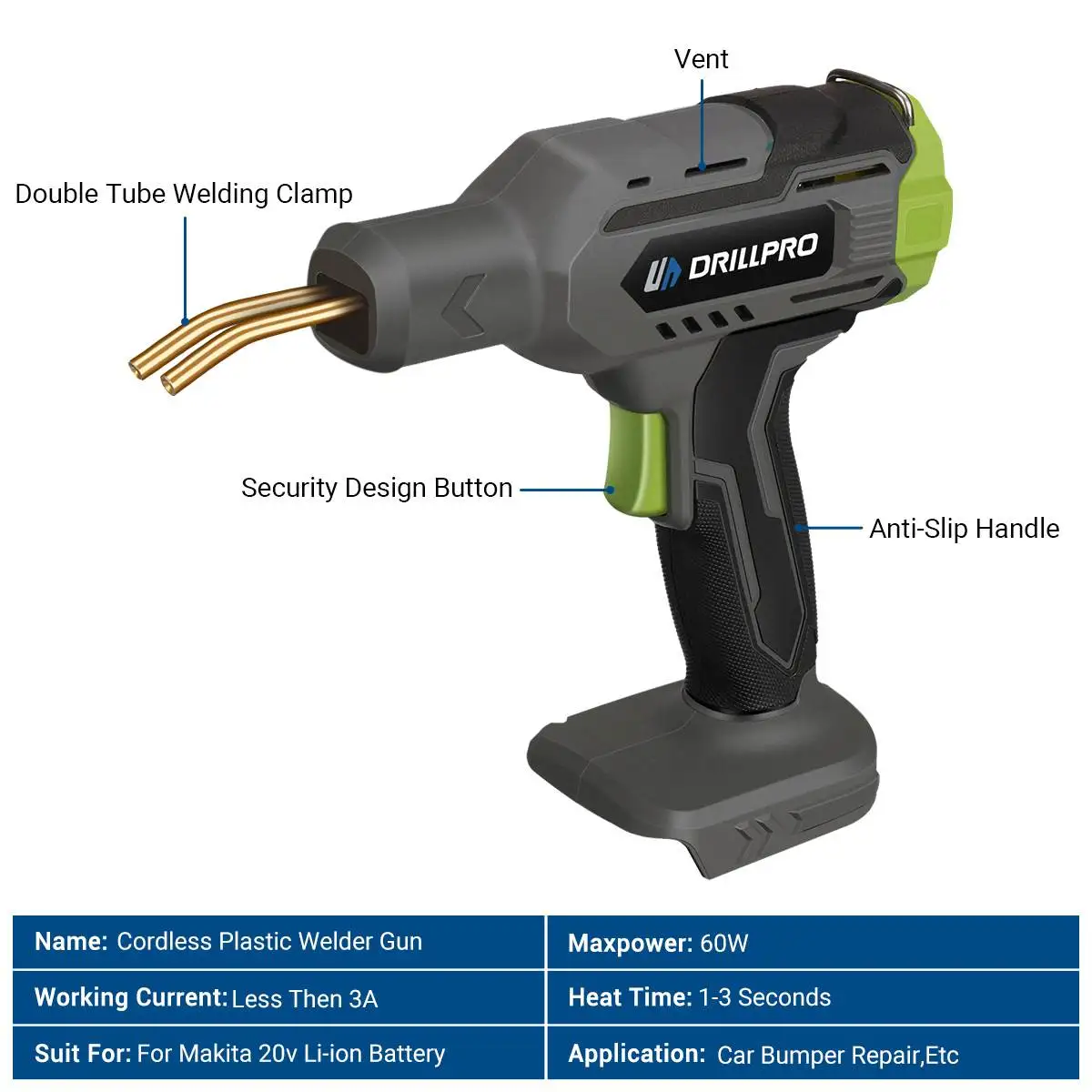 Drillpro 60W nuovo saldatore di plastica pistola paraurti saldatore con 400 pezzi graffette riparazione paraurti Kit di strumenti per auto per