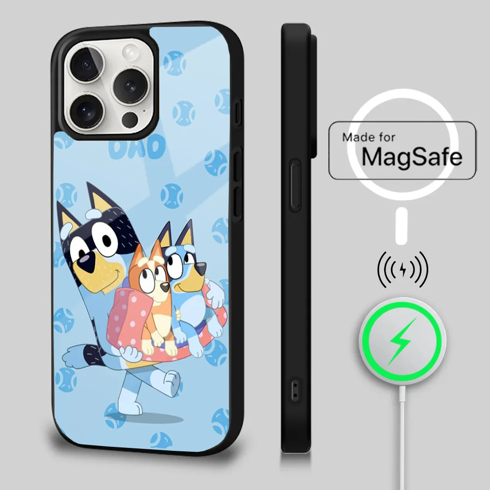 Blue-yS Cartoon B-Bingo-o Phone Case For iPhone 16 15 14 13 12 11 Plus,Pro,Max Mini Magsafe Magnetic Wireless Charging