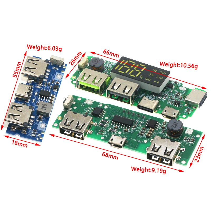 Lithium-Batterie-Lade platine führte Dual-USB 5V 2.4a Micro/Typ-C USB Mobile Power Bank 2,4 Lade modul Schaltung schutz