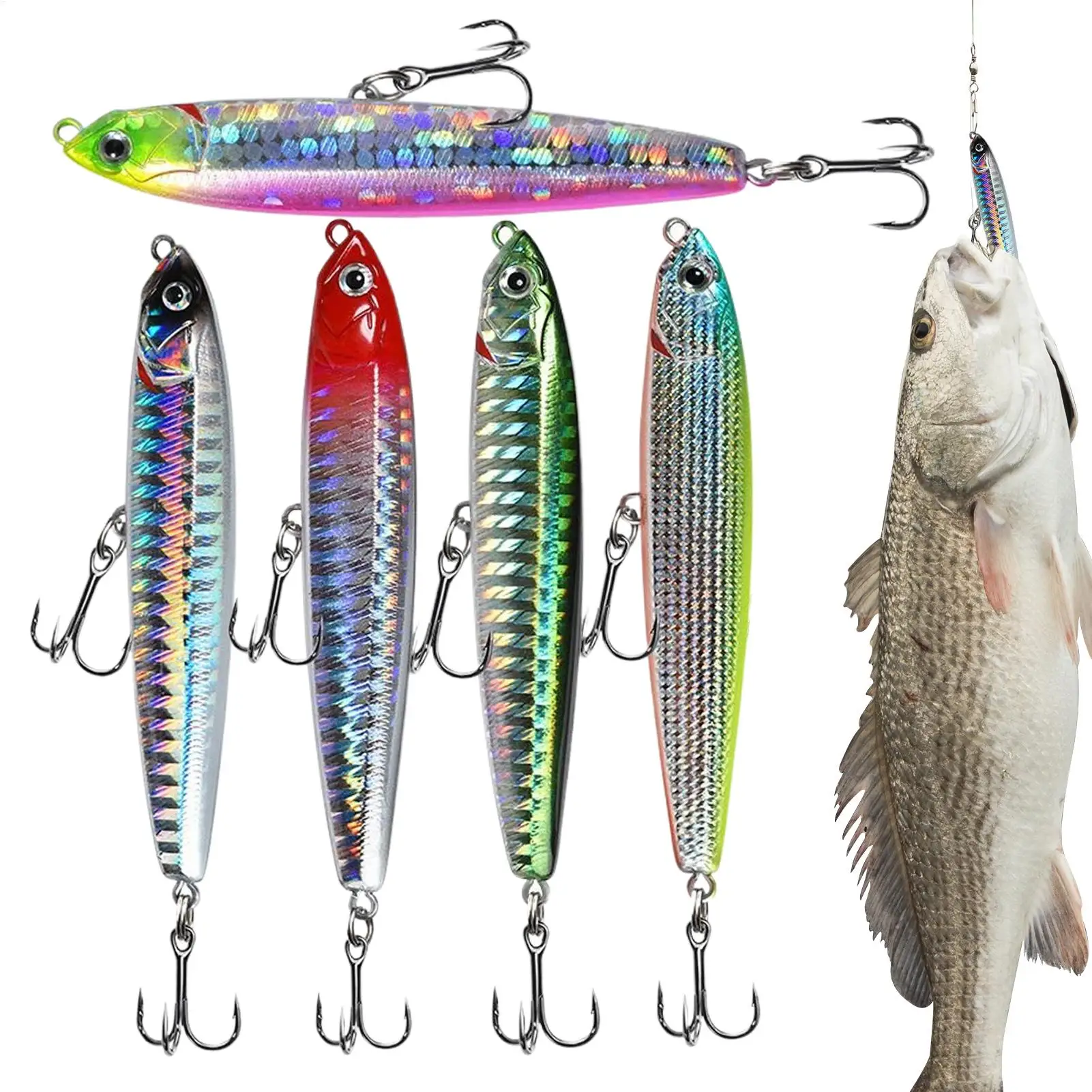 

5-цветная плавающая приманка-карандаш-поппер с коробкой для хранения, тонущая приманка для плавания, медленно тонущая приманка-карандаш, приманка для длительного заброса