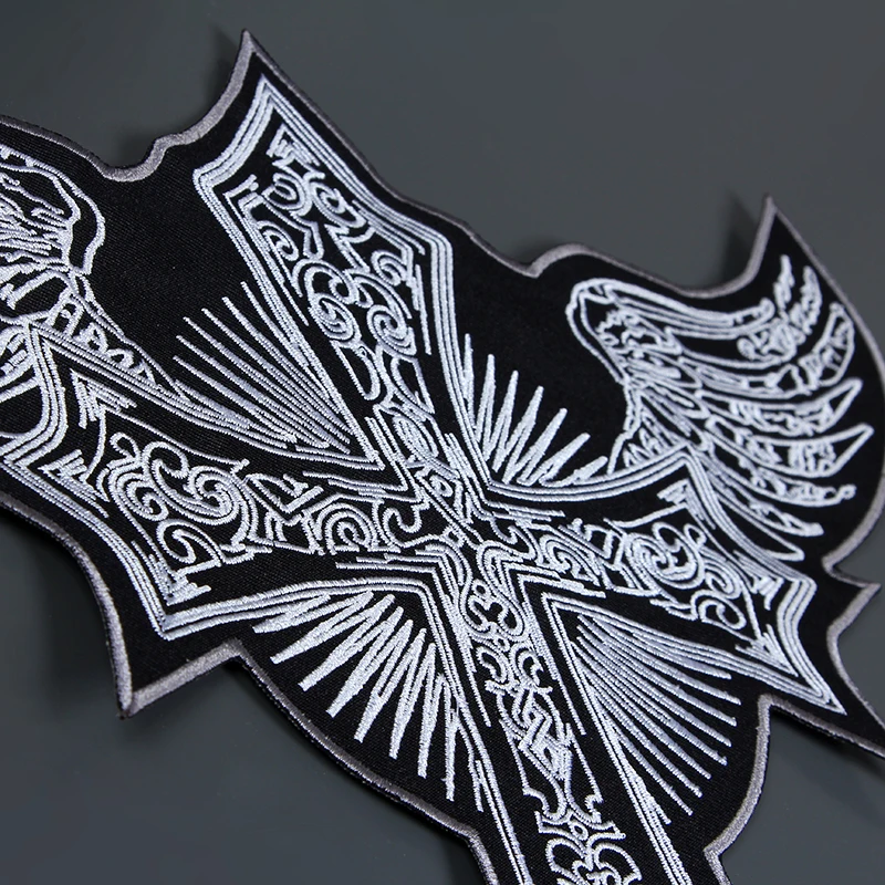 Wings  Large Embroidery Patches Sew on For Jacket Motorcycle Biker Clothes Decoration Applique 32cm*32cm DIY Accessories