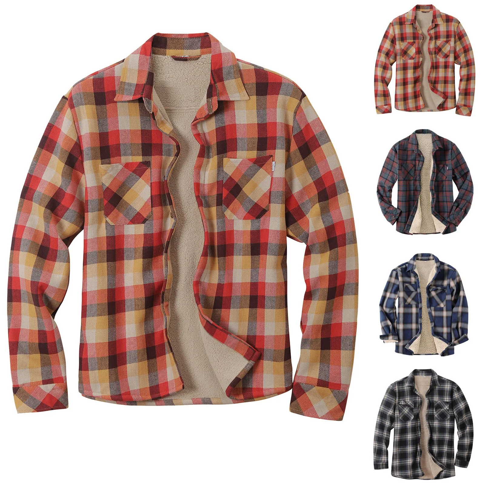 Men Daily Clothing 2024 Fashion Autumn Casual Plaid Long Sleeve Shirt Retro Youth Casual All-match Tops Men Shirt Coat