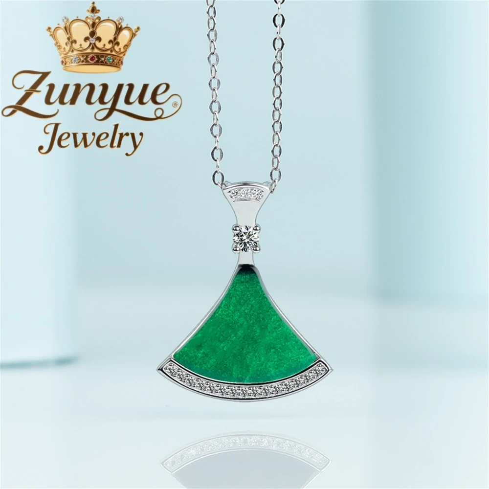 

Natural A-Grade Jade S925 Silver-Inlaid Small Dress Pendant Necklace Jade Women's Jade Pendant Collarbone Chain Fashionable
