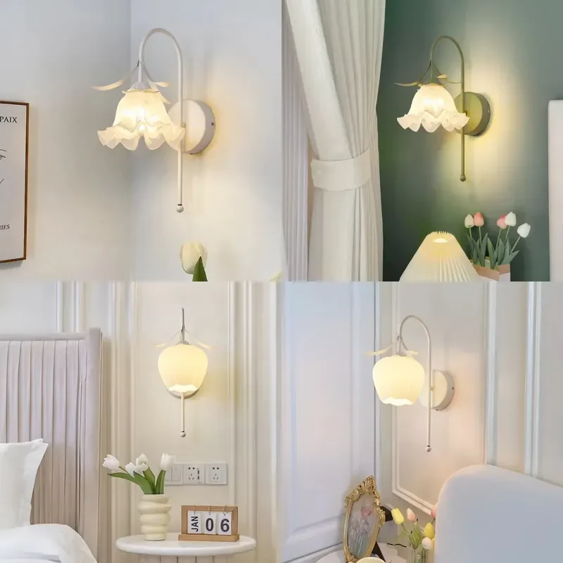 for Modern Nordic Decorative Glass Lantern Bedroom Interior Wall Lamp