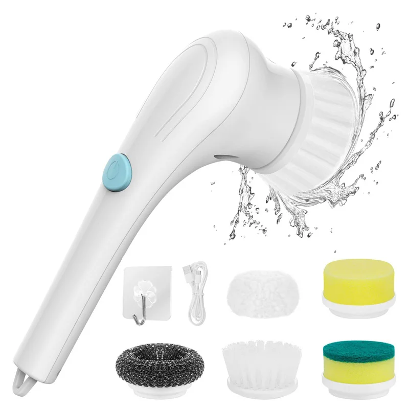 Electric Cleaning Brush 5-in-1 Multi-functional USB Charging Bathroom Wash Tool Kitchen Clean Accessories Easily Dishwashing