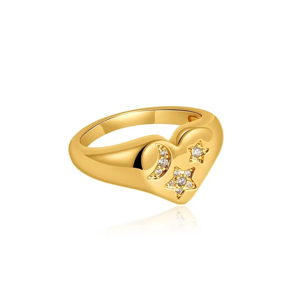 Women's Waterproof Zircon Wedding Ring, 18K Gold Plated