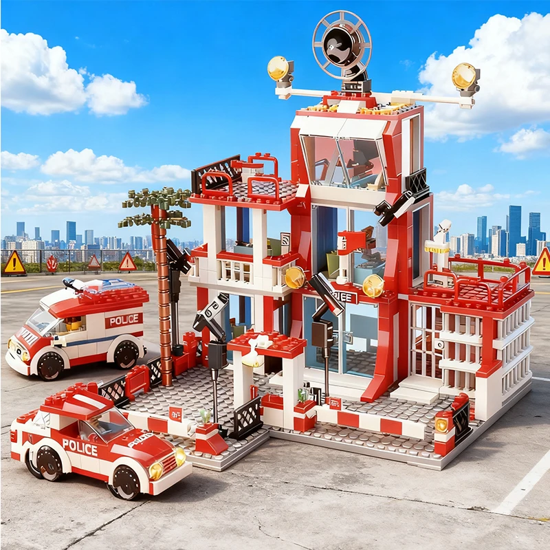 

Строительная модель пожарной станции, строительные блоки, SWAT, пожарная машина, строительные блоки для мальчиков, сделай сам, сборная игрушка, детский рождественский подарок