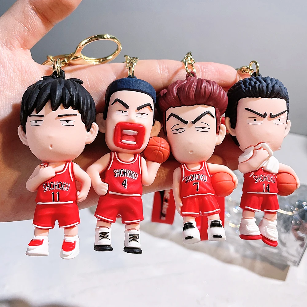 Japanese Anime SLAM DUNK Keychain Sakuragi Hanamichi Rukawa Kaede Hisashi Mitsui Action Figure Bag Pendant Key Chain Model Toys