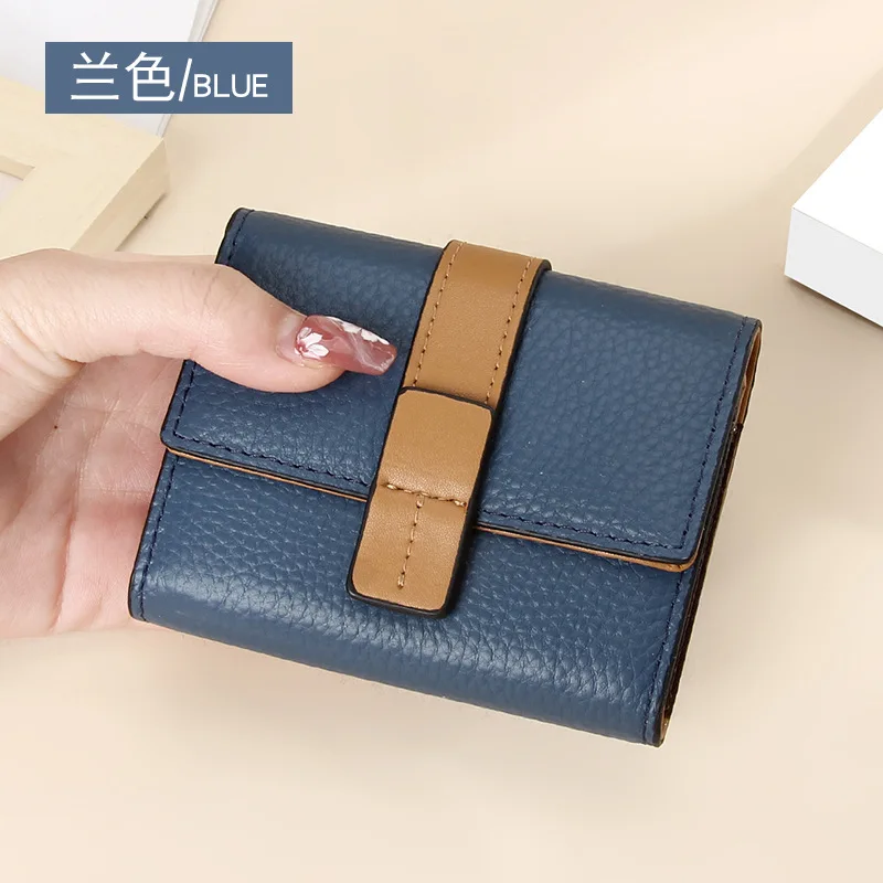 Dompet kartu kulit PU pria wanita, dompet ritsleting kecil, tas koin Solid, desain akordion, Tas Kartu Kredit Bisnis