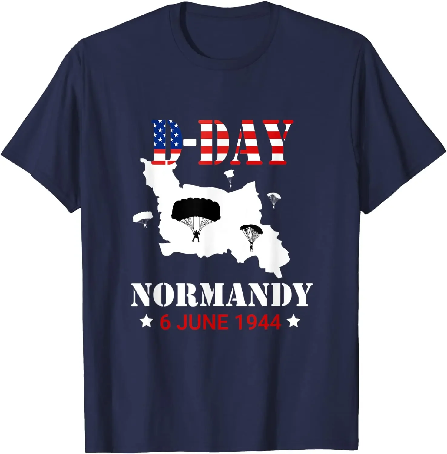 D-Day Normandy Paratrooper Normandy 1944 Gifts Men T-Shirt Short Sleeve Casual 100% Cotton O-Neck T Shirt view 2