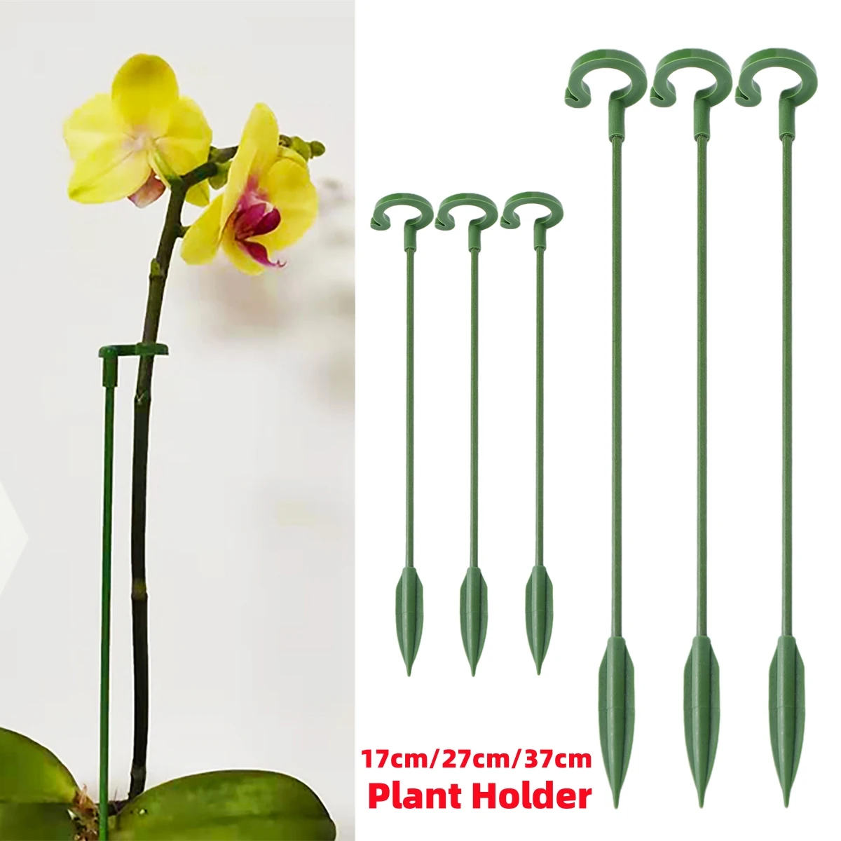 17/27/37cm Garden Potted Plants Stem Support Holder Greenhouse Vegetable Butterfly Orchid Flower Climbing Fixed Supporter 10Pcs