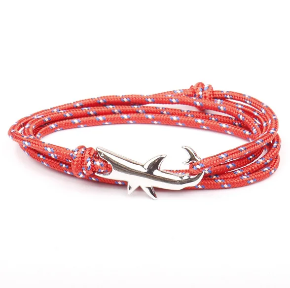 Fishhook Shark Milan Rope Bracelet Anchor Fashion Beach Umbrella Rope Bracelet Hand Rope Craft Couple Adjustable Jewelry