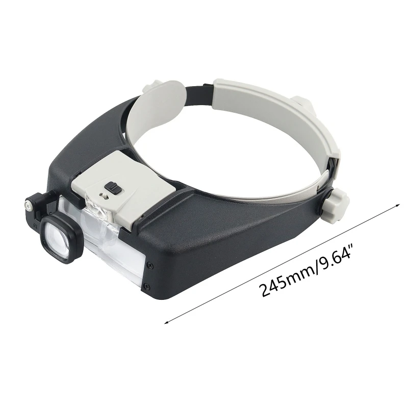 LED Head Magnifier,Hands Free Headband  Glasses with 2 Led,Professional Jeweler Loupe